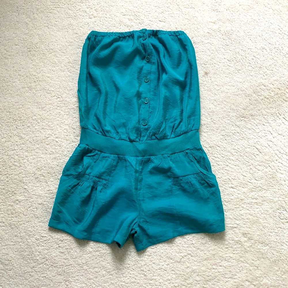 Teal Strapless Romper